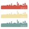 Beijing Skyline Silhouette City Stamp Vector Color Vintage Set logo Clip Art.