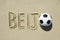 Beijo Kiss Message in Sand with Football