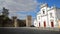 BEJA, PORTUGAL - OCTOBER 16, 2016: The Cathedral Se and the castle with the cobbled pavement in the foreground
