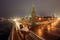 Beklemishev (Moskvoretskaya) Tower of Moscow Kremlin at Red Square in Moscow winter,Russia