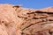 Bektau-Ata Tract. Bektau mountains. Rock formations in Bektau Ata in Kazakhstan in summer. Desert mountains Bektau-Ata.