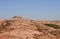 Bektau-Ata Tract. Bektau mountains. Rock formations in Bektau Ata in Kazakhstan in summer. Desert mountains Bektau-Ata.