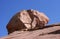 Bektau-Ata Tract. Bektau mountains. Rock formations in Bektau Ata in Kazakhstan in summer. Desert mountains Bektau-Ata.