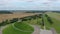 Belarus, aerial View of the mound of Glory monument, Minsk region, monument in Europe, 4K.