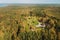 Belarus, Berezinsky Biosphere Reserve. Bird's-eye View Of Nivki Tourist Complex In Autumn Sunny Day. Panorama, Panoramic