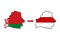 Belarus map. Concept of changes in country. Old soviet flag replaced on a new national flag. Coup in Minsk. Vector illustration