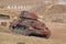 Belarus. Minsk. The museum of former Stalin Line. Rusty tanks