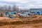 Belarus, Minsk region - December 11, 2019: Storage of a pile of different industrial debris and waste in the open area of the