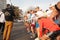 Belarus, Minsk, September 2018: athletes and fans of the Minsk half marathon finish