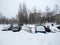 BELARUS, MOGILEV - February 13, 2021: the consequences of cyclone Volker for the residents of Mogilev