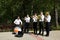 BELARUS, NOVOPOLOTSK - JULY 17, 2018: Musician guys in summer park play trumpets