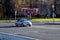 BELARUS, NOVOPOLOTSK - OKTOBER 16, 2019: Police car on wide road