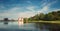 BELARUS. panoramic view of Mir Castle on the lake.