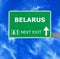 BELARUS road sign against clear blue sky