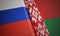 Belarus and Russia flags. 3D rendered illustration.