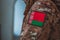 Belarus Soldier. Soldier with flag Belarus, Belarus flag on a military uniform. Camouflage clothing