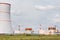 Belarusian nuclear power plant in Ostrovets district.Field around the nuclear power plant. Belarus