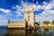 Belem tower - fortified building (fort) on an island in the Rive