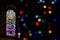 BELFAST, NORTHERN IRELAND, DECEMBER 19, 2018 Detail of a colorful stained glass window from inside of church, seen across a