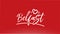 belfast white city hand written text with heart logo on red background