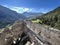 Belfort Ruins or Belfort Castle (Burg Belfort oder Burgruine Belfort) over the river Albula or Alvra, Surava