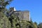 Belfort Ruins or Belfort Castle (Burg Belfort oder Burgruine Belfort) over the river Albula or Alvra, Surava