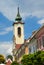 Belfry at blue sky in Budapest