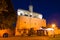 Belfry of St. Sophia Cathedral, July night. Veliky Novgorod