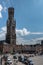 Belfry with tower and square in Bruges, Flanders, Belgium