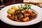 Belgian Beef Stew On White Plate