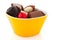 Belgian chocolate in yellow bowl