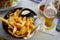 Belgian French fries (frieten) and Belgian beer in Ghent, Belgium