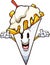 Belgian fries with mayonnaise character in cartoon retro style