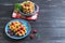 Belgian lush round waffles with fresh raspberries