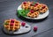 Belgian lush round waffles with fresh raspberries