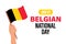 Belgian National Day. Hand with the flag of Belgium. Belgian independence day banner. Illustration, banner