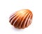 Belgian seashell chocolate candy close-up  on white background