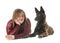 Belgian shepherd malinois and woman