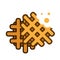 Belgian Waffle Icon, Waffled Cookie Logo, Soft Belgium Waffles, Wafer Biscuit Breakfast on White Background