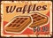 Belgian waffles rusty metal plate, vector wafers