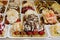 Belgian waffles with strowberry, caramel, chocolate and cream - traditional dessert