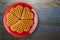 Belgian waffles wooden background