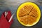 Belgian waffles wooden background