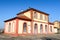 Belgioioso station train trains detail building panorama landscape vision detail ancient Italy Italian