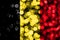 Belgium abstract blurry bokeh flag. Christmas, New Year and National day concept flag