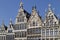 Belgium, Antwerp, March 17, 2016, Row of historical Flemish guild houses on the Grote markt