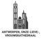 Belgium, Antwerpen, Onzelieve, Vrouwekathedraal travel landmark vector illustration