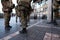 Belgium Army and police at Porte de Namur metro station in Brussels in December 2015