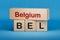 Belgium and BEL symbol. Concept words Belgium and BEL on wooden blocks.