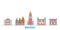 Belgium, Bruges line cityscape, flat vector. Travel city landmark, oultine illustration, line world icons